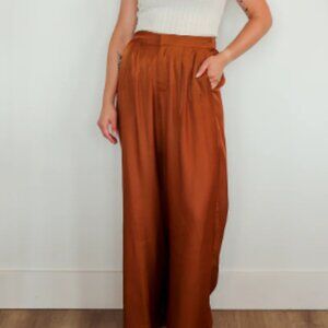 MINKPINK Eva Wide Leg Pants in Toffee Brown